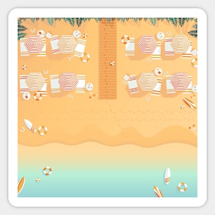 Beach, top view, summer vacation illustration Sticker